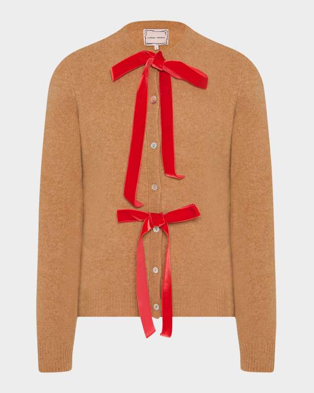 Olivia Bow-Front Brushed Wool Cardigan